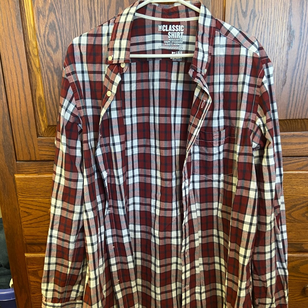 Maroon plaid button down